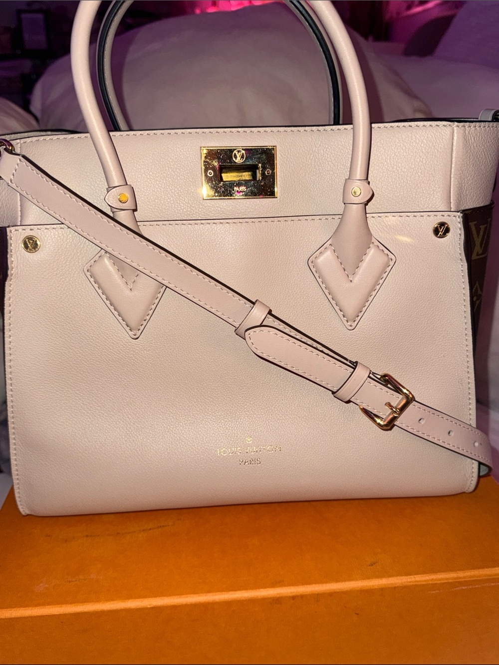 Louis Vuitton LV on my side MM Monogram Canvas Tote with Gold Hardware